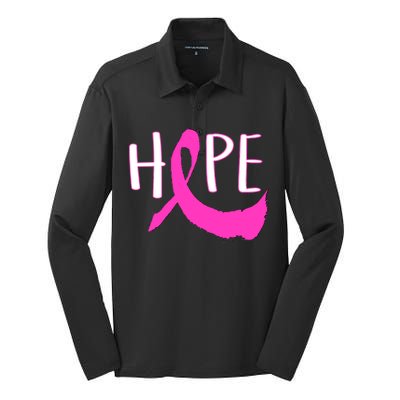 Hope Breast Cancer Awareness Logo  Silk Touch Performance Long Sleeve Polo