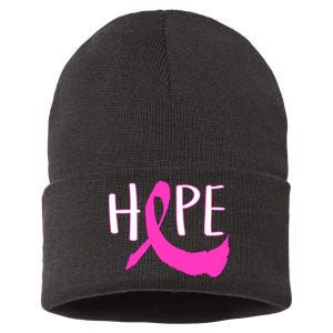 Hope Breast Cancer Awareness Logo  Sustainable Knit Beanie