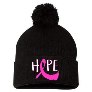 Hope Breast Cancer Awareness Logo  Pom Pom 12in Knit Beanie