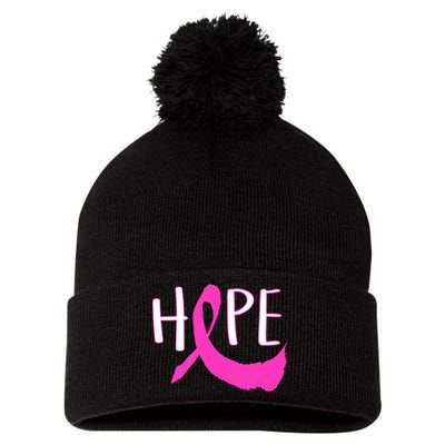 Hope Breast Cancer Awareness Logo  Pom Pom 12in Knit Beanie