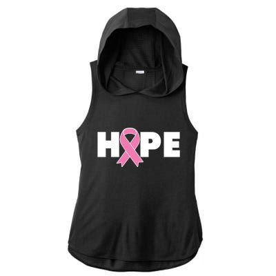 Hope Breast Cancer Awareness Ribbon Ladies PosiCharge Tri-Blend Wicking Draft Hoodie Tank