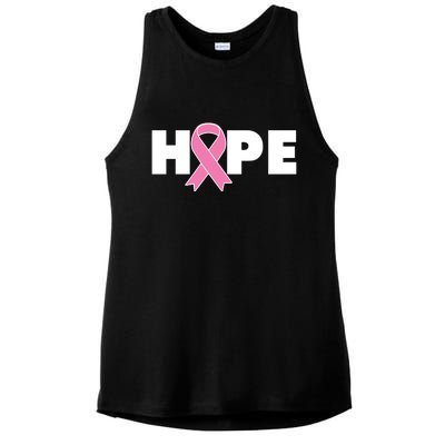 Hope Breast Cancer Awareness Ribbon Ladies PosiCharge Tri-Blend Wicking Tank