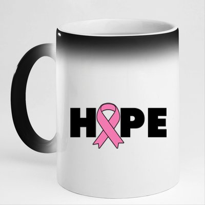 Hope Breast Cancer Awareness Ribbon 11oz Black Color Changing Mug