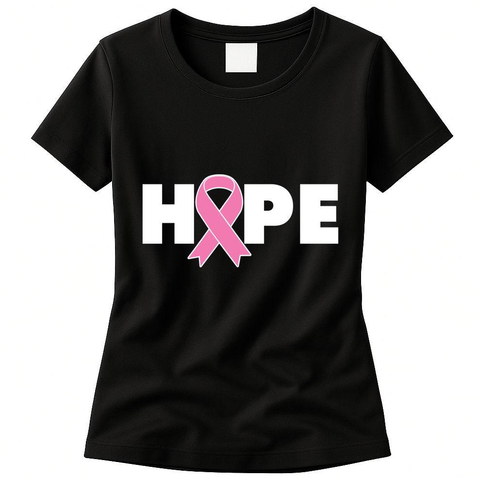 Hope Breast Cancer Awareness Ribbon Womens T-Shirt