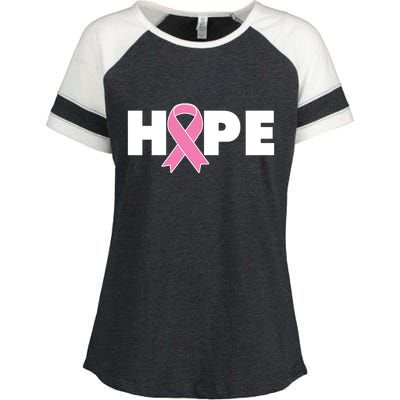 Hope Breast Cancer Awareness Ribbon Enza Ladies Jersey Colorblock Tee