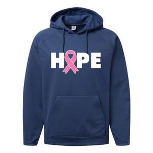 Hope Breast Cancer Awareness Ribbon Performance Fleece Hoodie