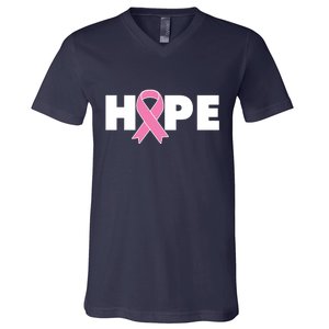 Hope Breast Cancer Awareness Ribbon V-Neck T-Shirt