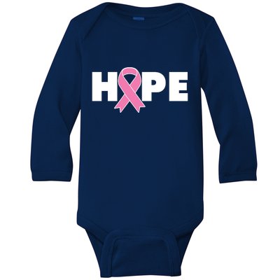 Hope Breast Cancer Awareness Ribbon Baby Long Sleeve Bodysuit