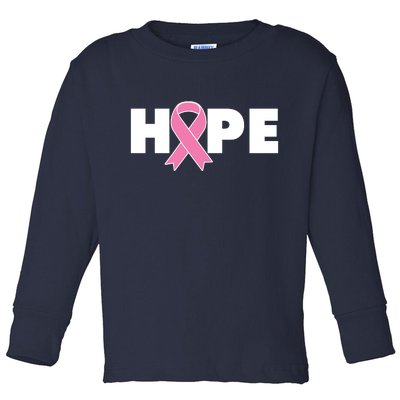 Hope Breast Cancer Awareness Ribbon Toddler Long Sleeve Shirt