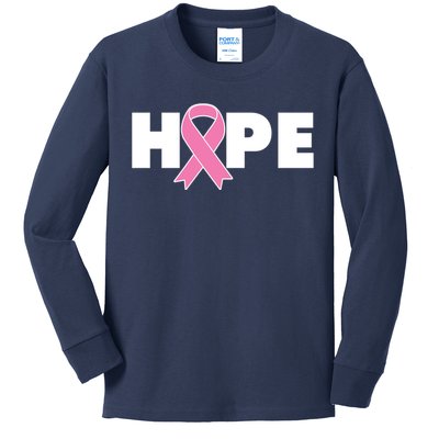 Hope Breast Cancer Awareness Ribbon Kids Long Sleeve Shirt