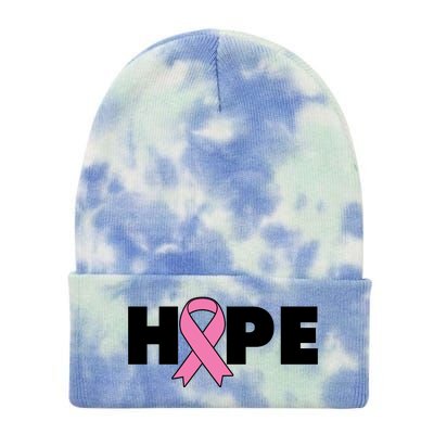 Hope Breast Cancer Awareness Ribbon Tie Dye 12in Knit Beanie