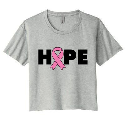 Hope Breast Cancer Awareness Ribbon Women's Crop Top Tee