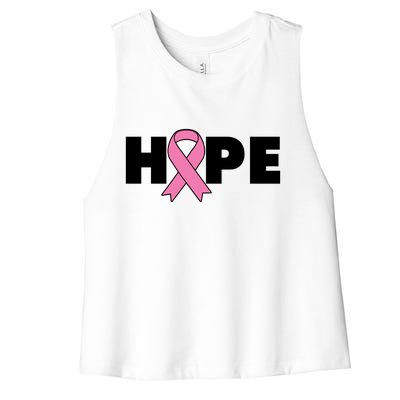 Hope Breast Cancer Awareness Ribbon Women's Racerback Cropped Tank