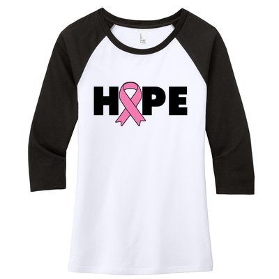 Hope Breast Cancer Awareness Ribbon Women's Tri-Blend 3/4-Sleeve Raglan Shirt