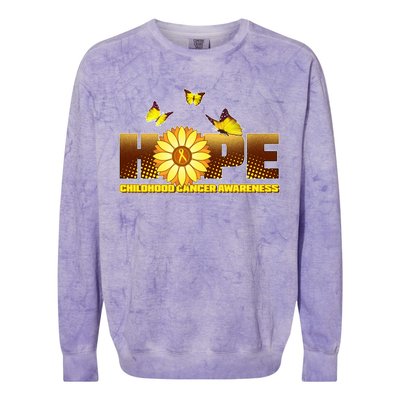 Hope Childhood Cancer Awareness Colorblast Crewneck Sweatshirt