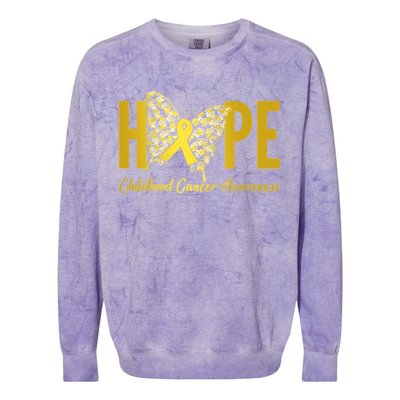 Hope Childhood Cancer Awareness Butterfly Colorblast Crewneck Sweatshirt