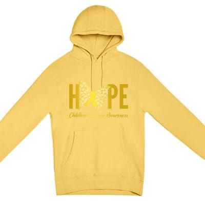 Hope Childhood Cancer Awareness Butterfly Premium Pullover Hoodie