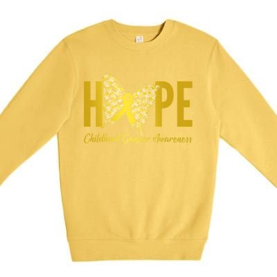 Hope Childhood Cancer Awareness Butterfly Premium Crewneck Sweatshirt