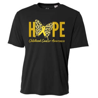 Hope Childhood Cancer Awareness Butterfly Cooling Performance Crew T-Shirt