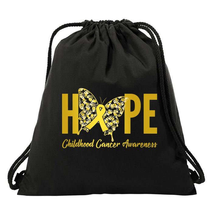 Hope Childhood Cancer Awareness Butterfly Drawstring Bag