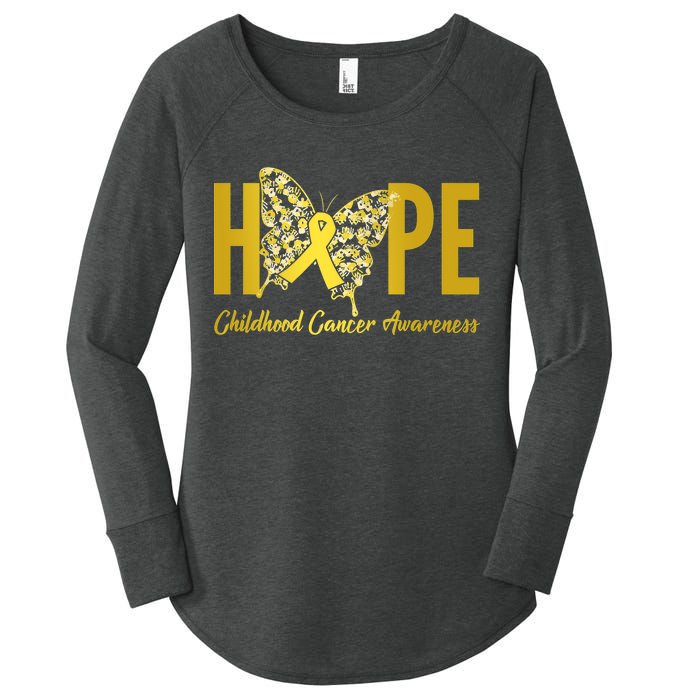 Hope Childhood Cancer Awareness Butterfly Women's Perfect Tri Tunic Long Sleeve Shirt