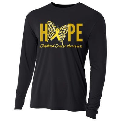 Hope Childhood Cancer Awareness Butterfly Cooling Performance Long Sleeve Crew