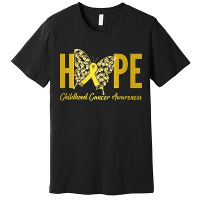 Hope Childhood Cancer Awareness Butterfly Premium T-Shirt