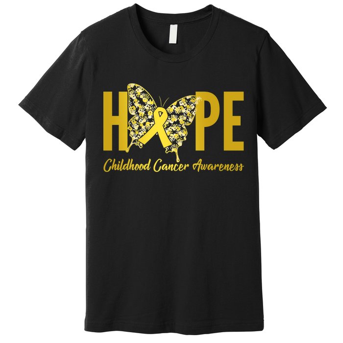 Hope Childhood Cancer Awareness Butterfly Premium T-Shirt