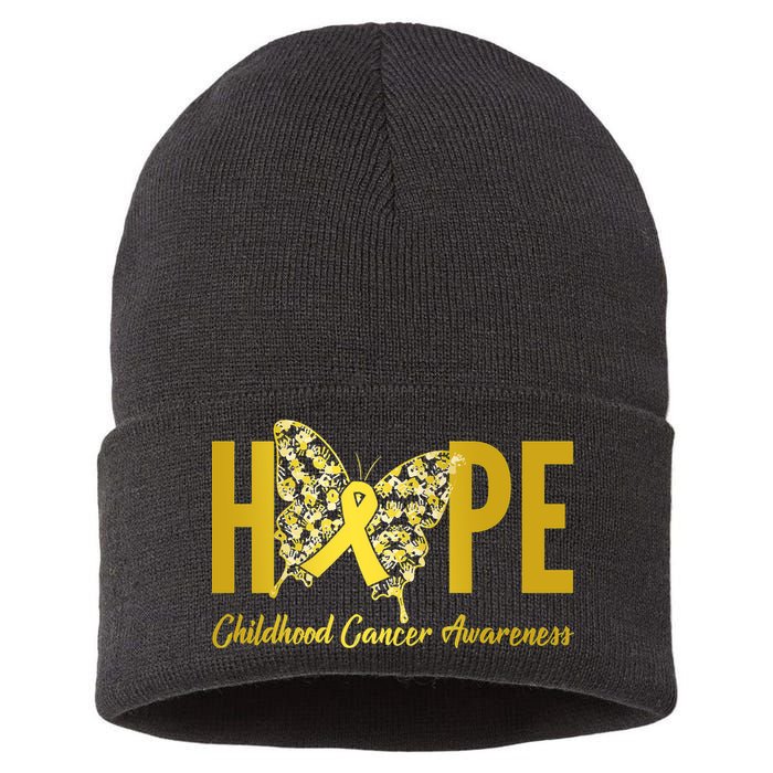 Hope Childhood Cancer Awareness Butterfly Sustainable Knit Beanie