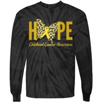 Hope Childhood Cancer Awareness Butterfly Tie-Dye Long Sleeve Shirt