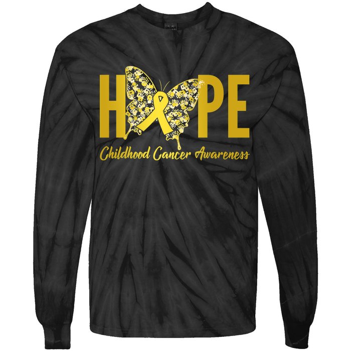 Hope Childhood Cancer Awareness Butterfly Tie-Dye Long Sleeve Shirt