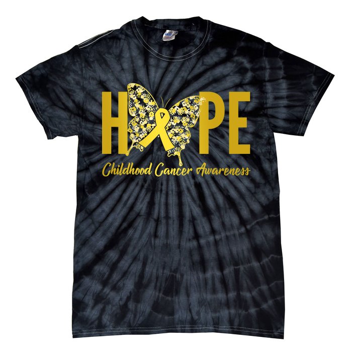 Hope Childhood Cancer Awareness Butterfly Tie-Dye T-Shirt