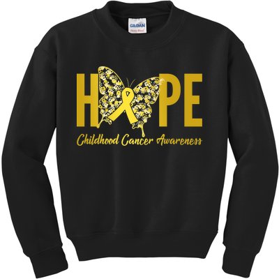 Hope Childhood Cancer Awareness Butterfly Kids Sweatshirt