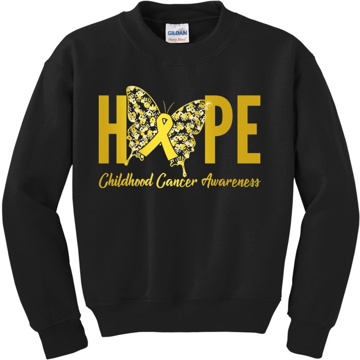 Hope Childhood Cancer Awareness Butterfly Kids Sweatshirt