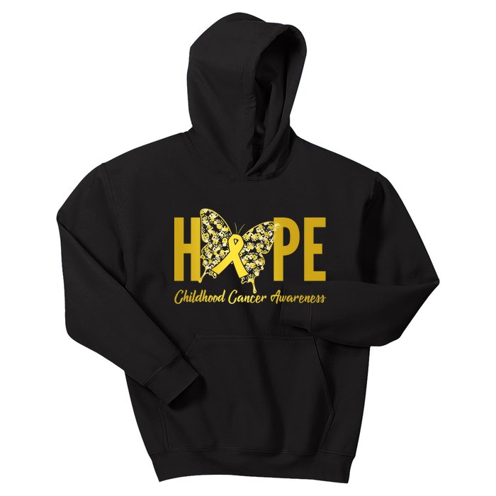 Hope Childhood Cancer Awareness Butterfly Kids Hoodie