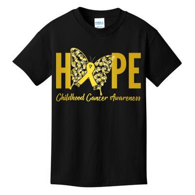 Hope Childhood Cancer Awareness Butterfly Kids T-Shirt