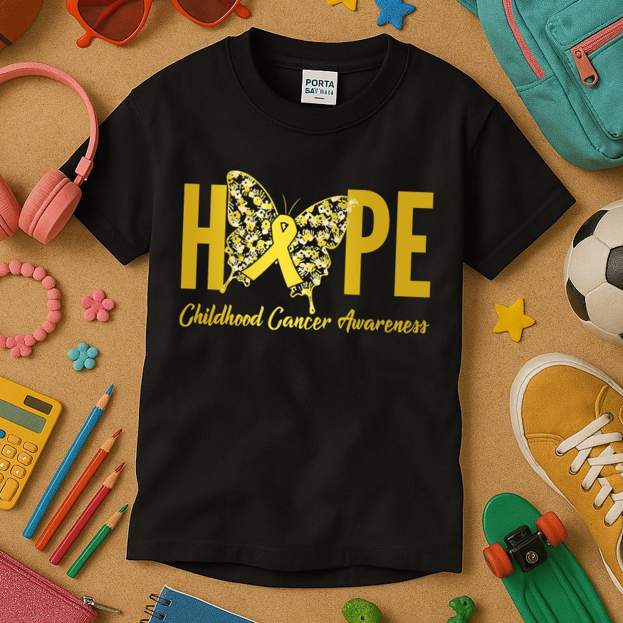 Hope Childhood Cancer Awareness Butterfly Kids T-Shirt