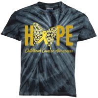 Hope Childhood Cancer Awareness Butterfly Kids Tie-Dye T-Shirt