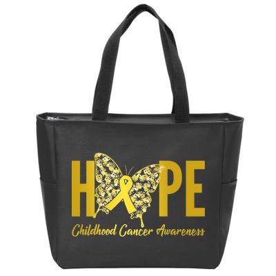 Hope Childhood Cancer Awareness Butterfly Zip Tote Bag