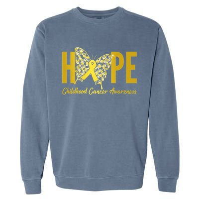 Hope Childhood Cancer Awareness Butterfly Garment-Dyed Sweatshirt