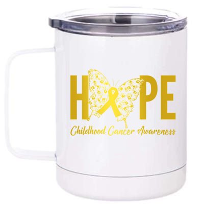 Hope Childhood Cancer Awareness Butterfly 12 oz Stainless Steel Tumbler Cup