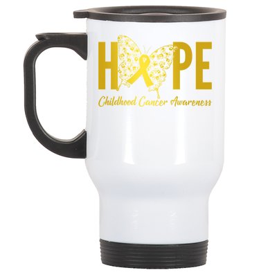 Hope Childhood Cancer Awareness Butterfly Stainless Steel Travel Mug