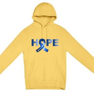 Hope Colon Cancer Awareness Fight Logo Premium Pullover Hoodie