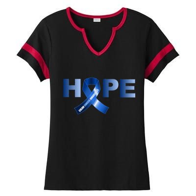 Hope Colon Cancer Awareness Fight Logo Ladies Halftime Notch Neck Tee