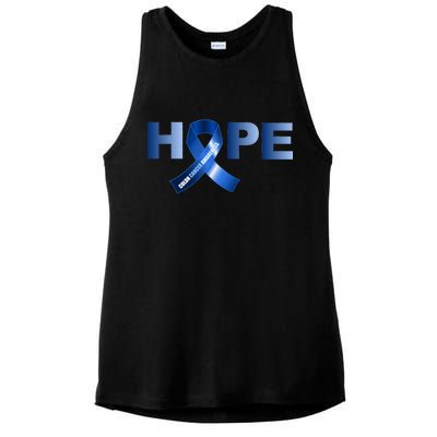 Hope Colon Cancer Awareness Fight Logo Ladies PosiCharge Tri-Blend Wicking Tank