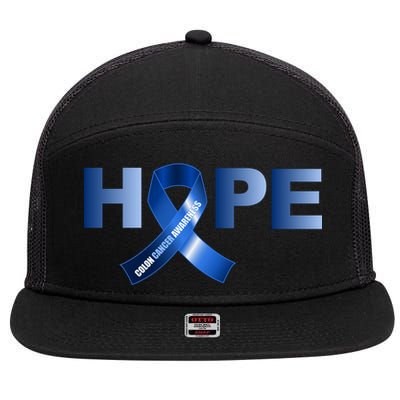 Hope Colon Cancer Awareness Fight Logo 7 Panel Mesh Trucker Snapback Hat