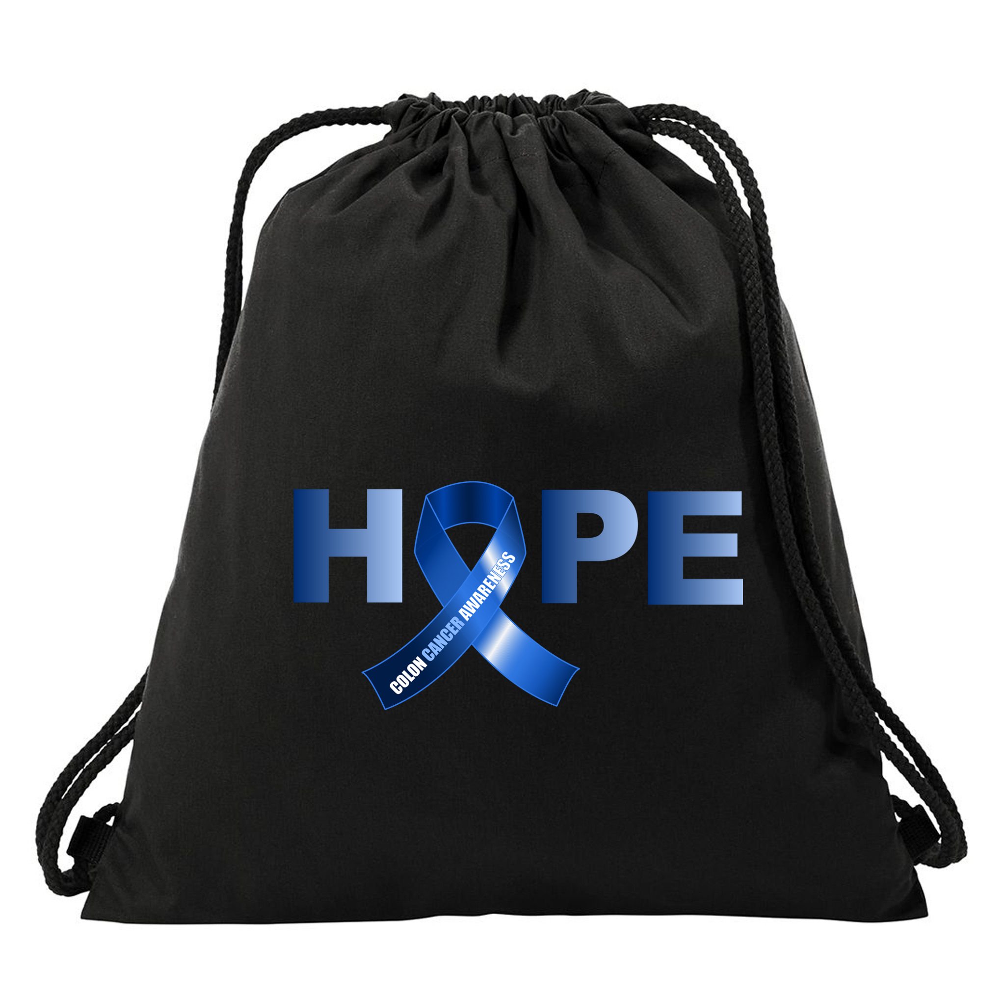 Hope Colon Cancer Awareness Fight Logo Drawstring Bag