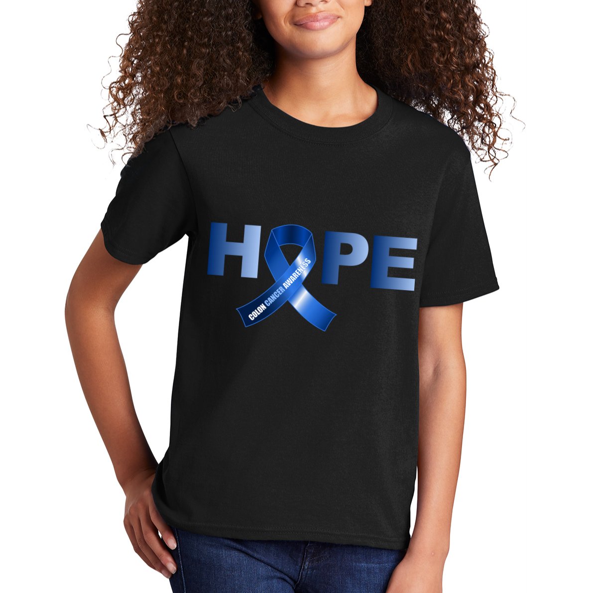 Hope Colon Cancer Awareness Fight Logo Kids T-Shirt
