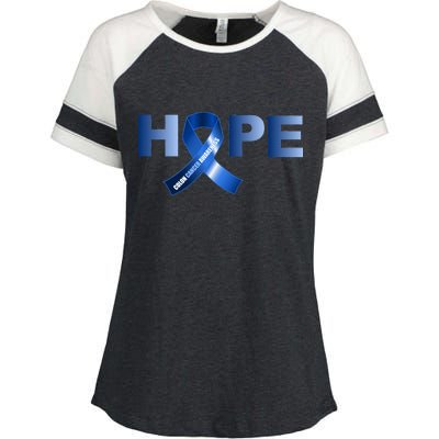 Hope Colon Cancer Awareness Fight Logo Enza Ladies Jersey Colorblock Tee