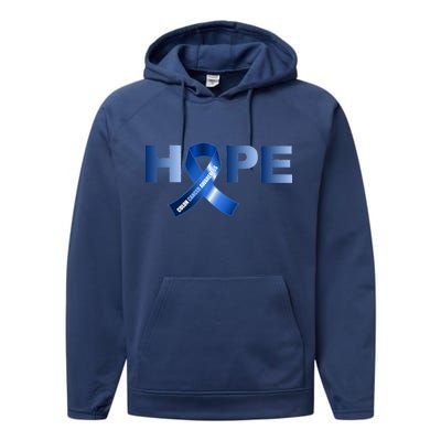 Hope Colon Cancer Awareness Fight Logo Performance Fleece Hoodie